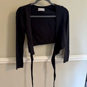 Urban Outfitters Black Cropped Tie-Front Cardigan